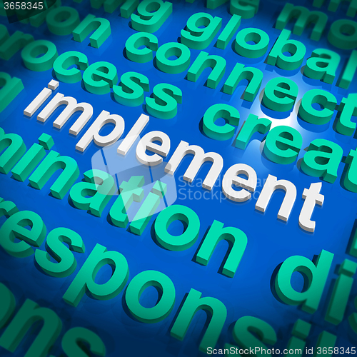 Image of Implement Word Cloud Shows Implementing Or Execute A Plan