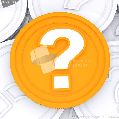 Image of Question Mark Coin Means  Wondering About Money