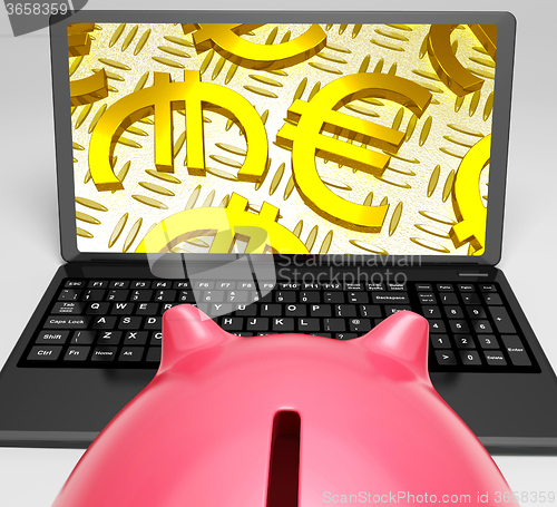 Image of Euros Laptop Screen Shows Euro Currency Symbol