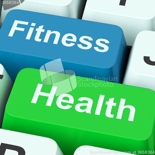Image of Fitness Health Keys Shows Healthy Lifestyle