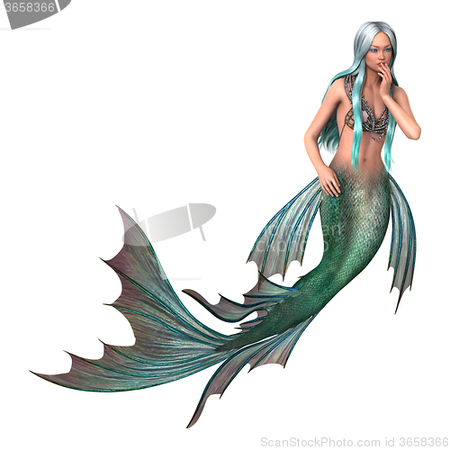 Image of Fantasy Mermaid on White