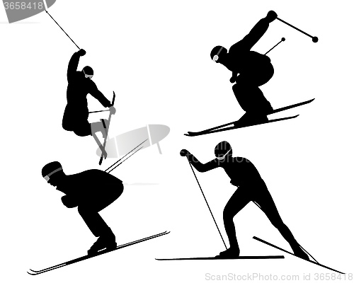 Image of four skiers