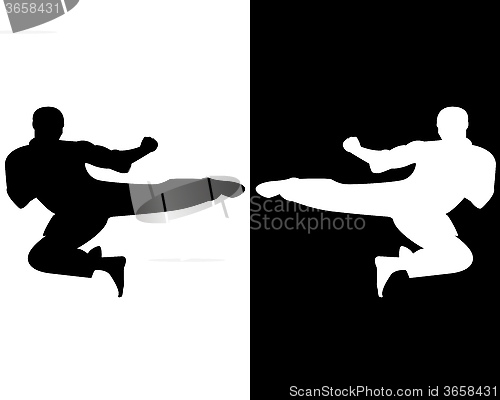 Image of karate kick in the jump