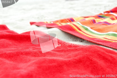 Image of Beach towels on sand
