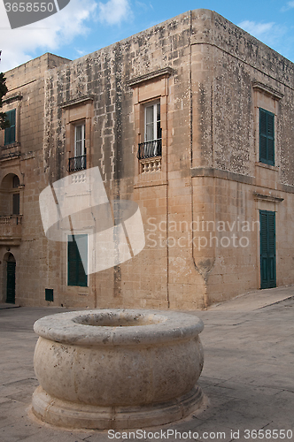 Image of Detail of a square in the city of Mdina , Malta