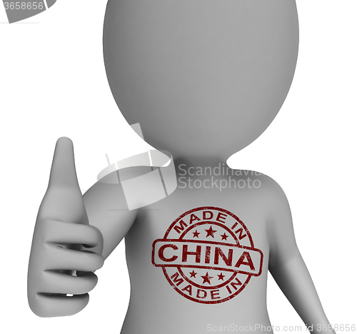 Image of Made In China Stamp On Man Shows Chinese Products