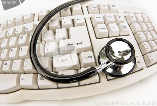 Image of stethoscope on keyboard