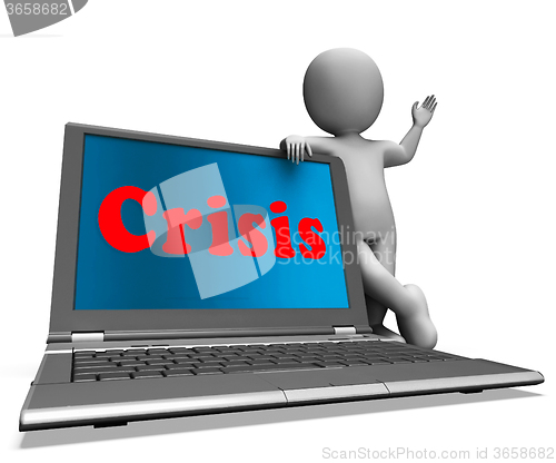 Image of Crisis Laptop Means Calamity Troubles Or Critical Situation