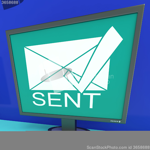 Image of Sent Envelope On Monitor Shows Outbox