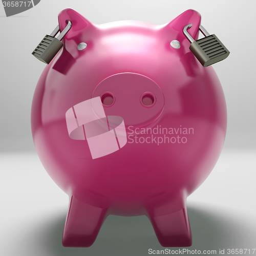 Image of Piggybank With Locked Ears Showing Monetary Protection