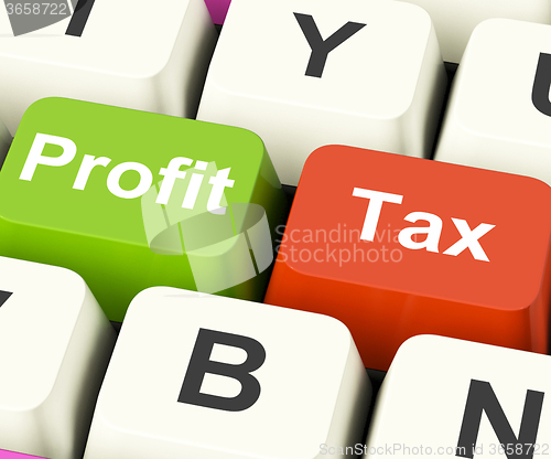 Image of Profit Tax Keys Show Paying Company Taxes