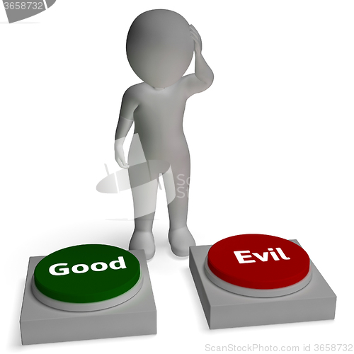 Image of Good Evil Buttons Shows Morals