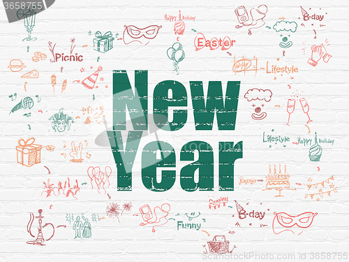 Image of Entertainment, concept: New Year on wall background