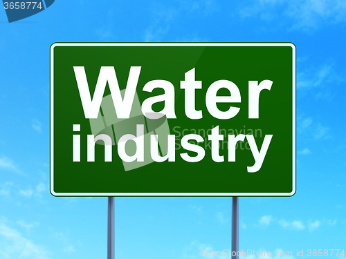 Image of Industry concept: Water Industry on road sign background