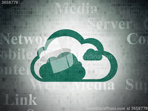 Image of Cloud computing concept: Cloud on Digital Paper background