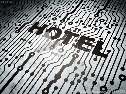 Image of Travel concept: circuit board with Hotel