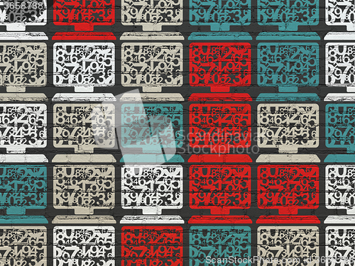 Image of Learning concept: Computer Pc icons on wall background