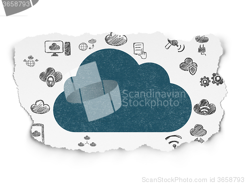 Image of Cloud networking concept: Cloud on Torn Paper background