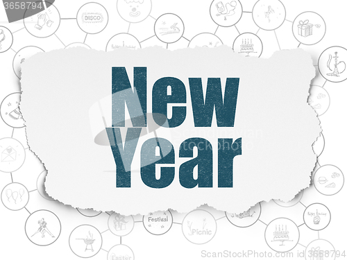Image of Holiday concept: New Year on Torn Paper background