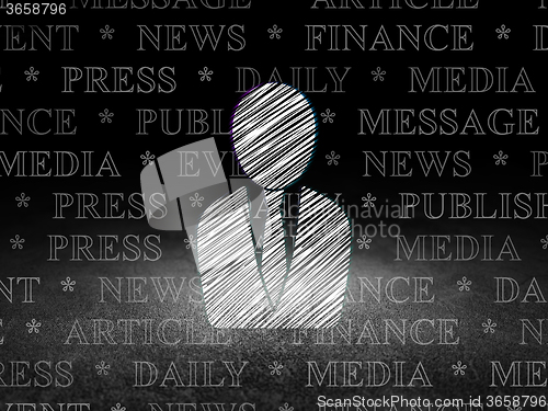 Image of News concept: Business Man in grunge dark room
