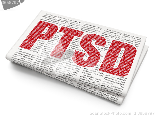 Image of Medicine concept: PTSD on Newspaper background