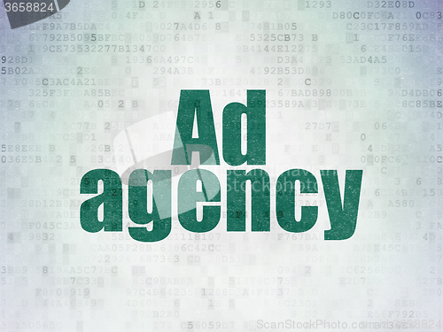 Image of Advertising concept: Ad Agency on Digital Paper background