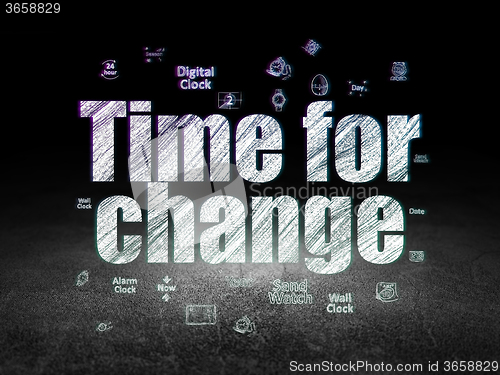 Image of Timeline concept: Time for Change in grunge dark room