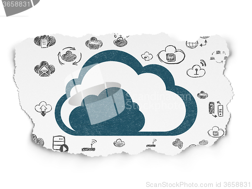 Image of Cloud networking concept: Cloud on Torn Paper background