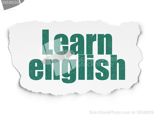 Image of Education concept: Learn English on Torn Paper background