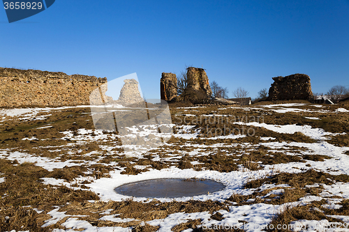 Image of ruins, Belarus  . Winter