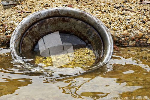 Image of gold pan with gold nuggets