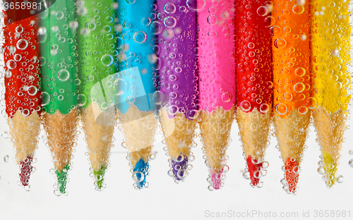 Image of Pencils in water