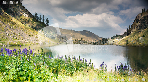 Image of Romantic mountain lake in Alps