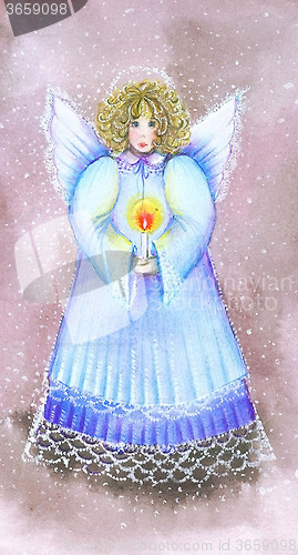 Image of Christmas angel with a candle.