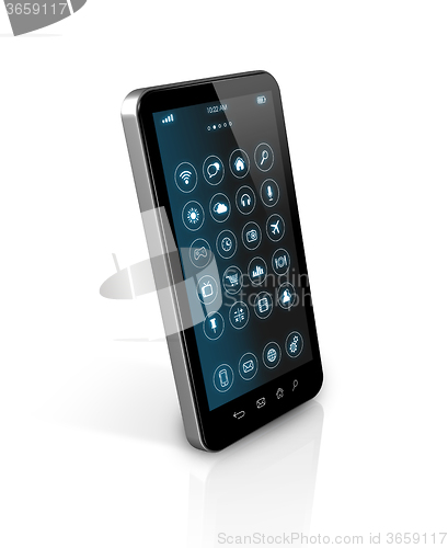 Image of Smart phone with apps icons interface
