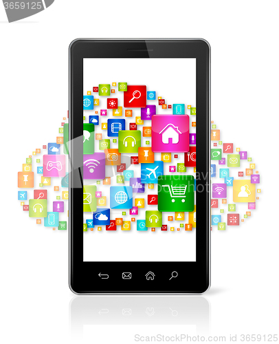 Image of Cloud computing symbol in smartphone