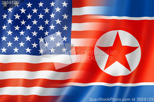 Image of USA and North Korea flag