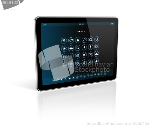 Image of digital tablet with apps icons interface