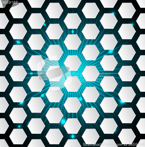 Image of Abstract hexagon background with 3d and bursting effect