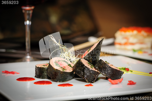 Image of Sushi roll with salmon