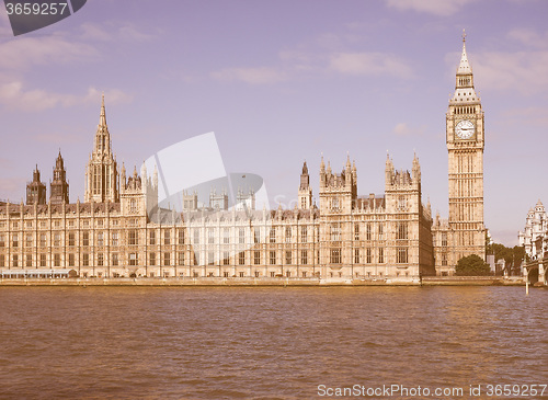 Image of Retro looking Houses of Parliament in London