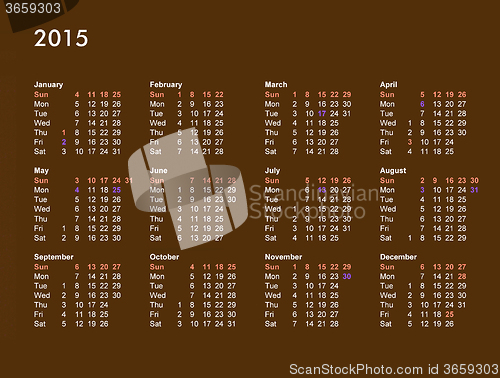 Image of Calendar 2015