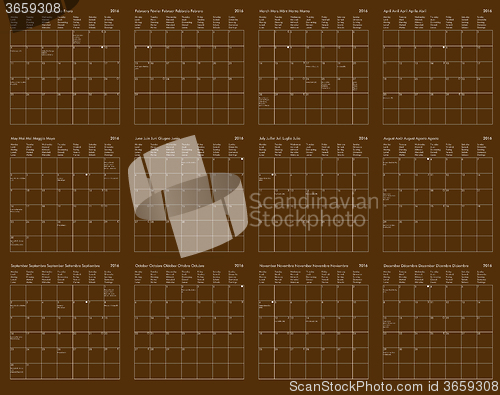 Image of Calendar of year 2016