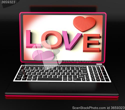 Image of Love On Laptop Shows Romance