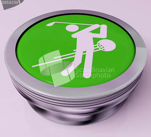 Image of Golf Button Means Golfer Club Or Golfing