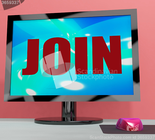 Image of Join On Monitor Shows Registration Membership Or Volunteer