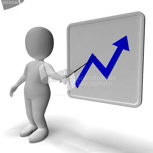 Image of Profit Graph And 3d Character Shows Market Gains
