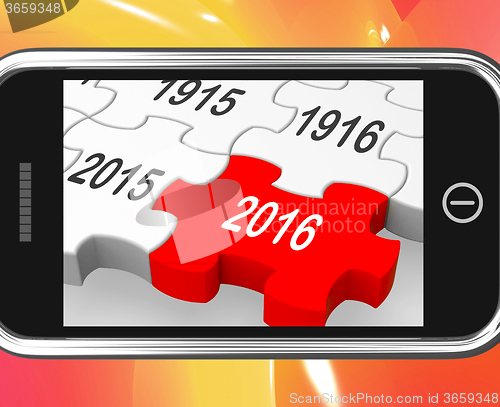 Image of 2016 On Smartphone Showing Future Visions