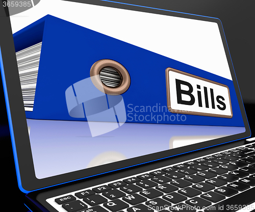 Image of Bills File On Laptop Showing Due Payments