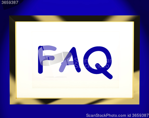 Image of Faq On Screen Shows Assistance Or Frequently Asked Questions Onl